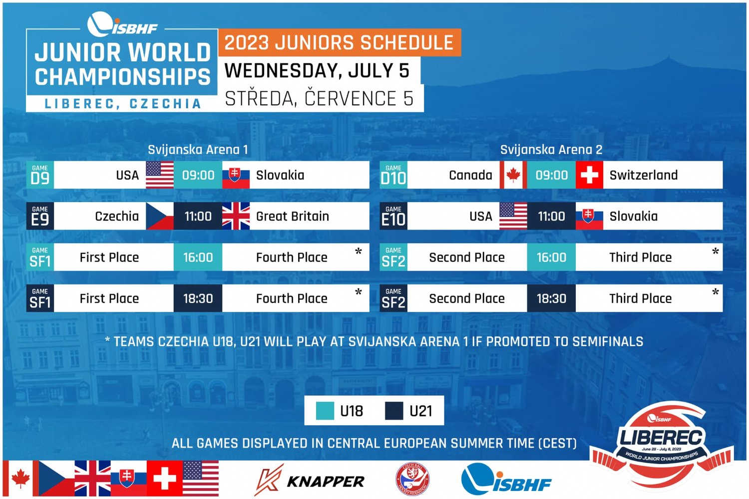 Tickets for the World Junior Championship in Liberec are now on sale! The tournament also has its timetable Hokejbal Liberec 2023